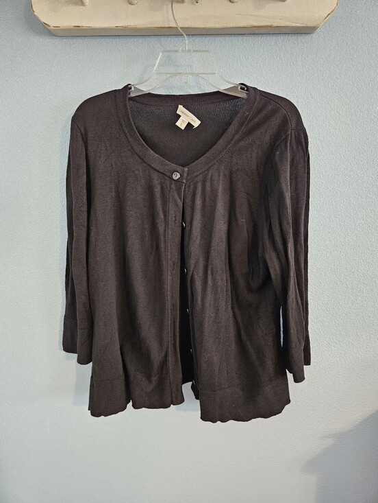 Coldwater Creek Sweaters - Coldwater Creek Black Button-Front Knit Cardigan